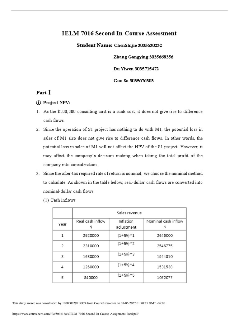 NPV Analysis for Project S1 Evaluation | PDF | Net Present Value ...