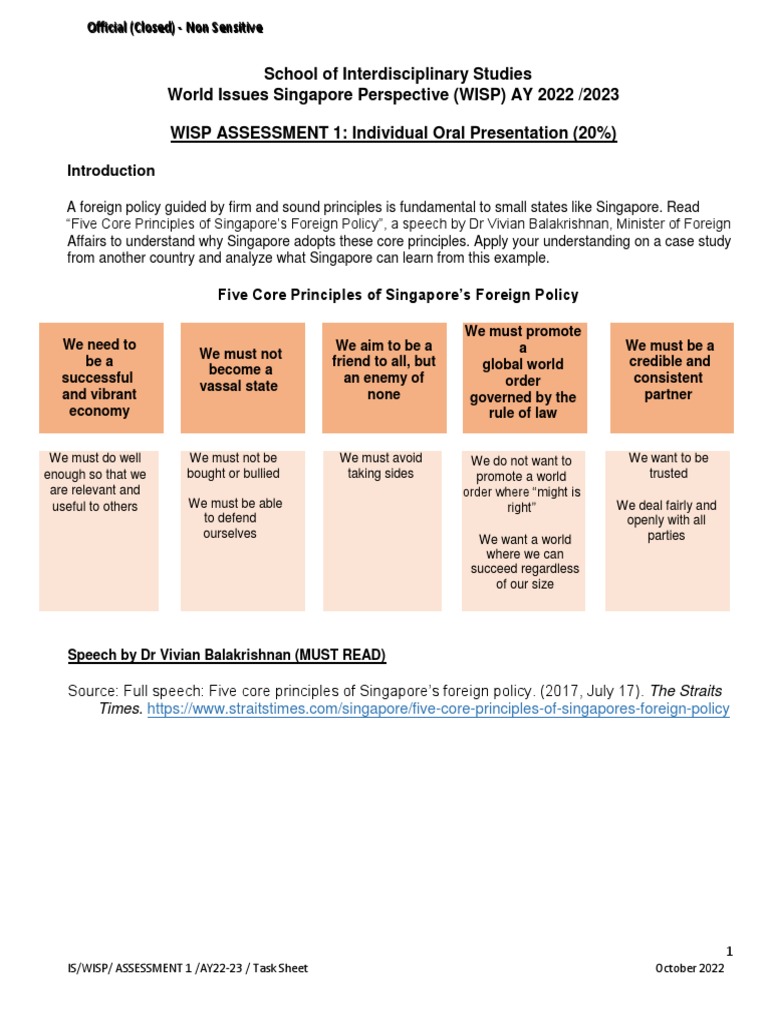 WISP A1 Individual Presentation Task Sheet (Oct 22) | PDF | Mauritius ...