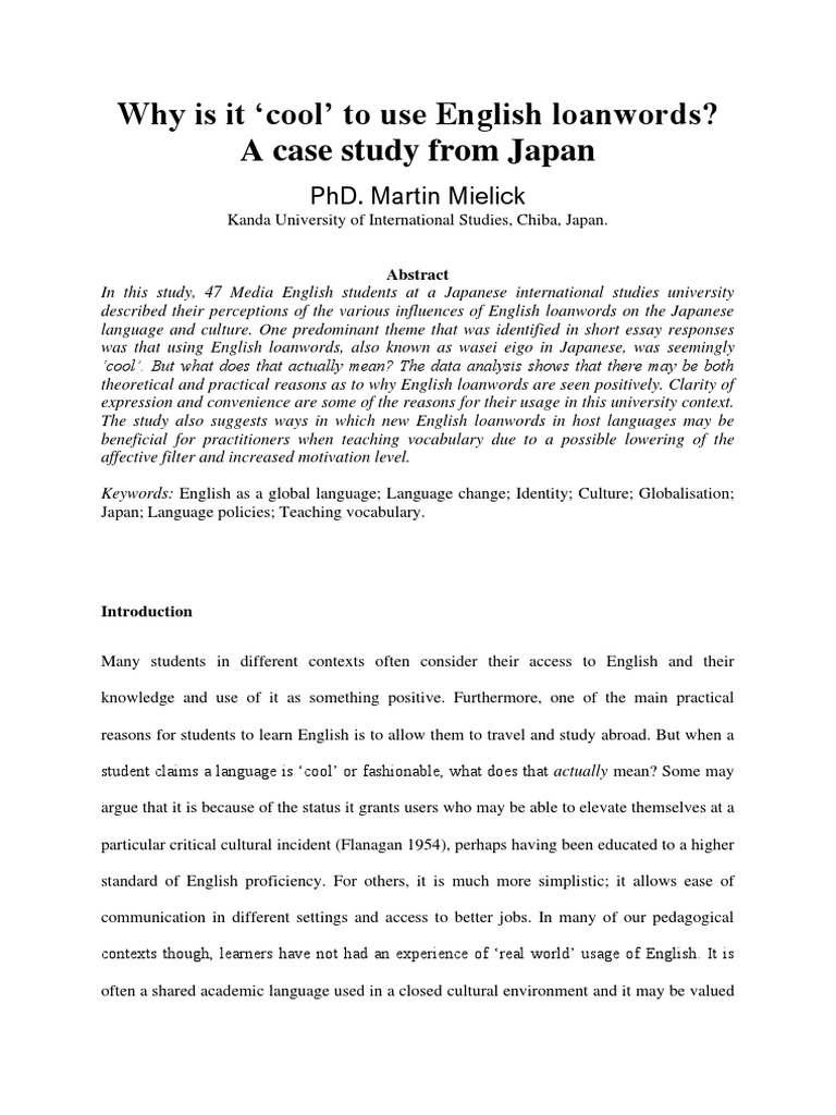 Loanwords PDF English Language Japanese Language