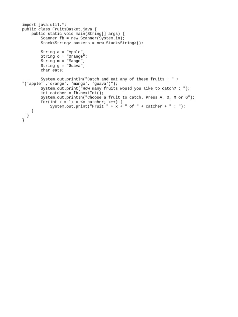 Fruit Catching Program Output | PDF
