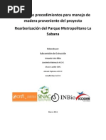 Manual de procedimientos para manejo de madera proveniente del proyecto