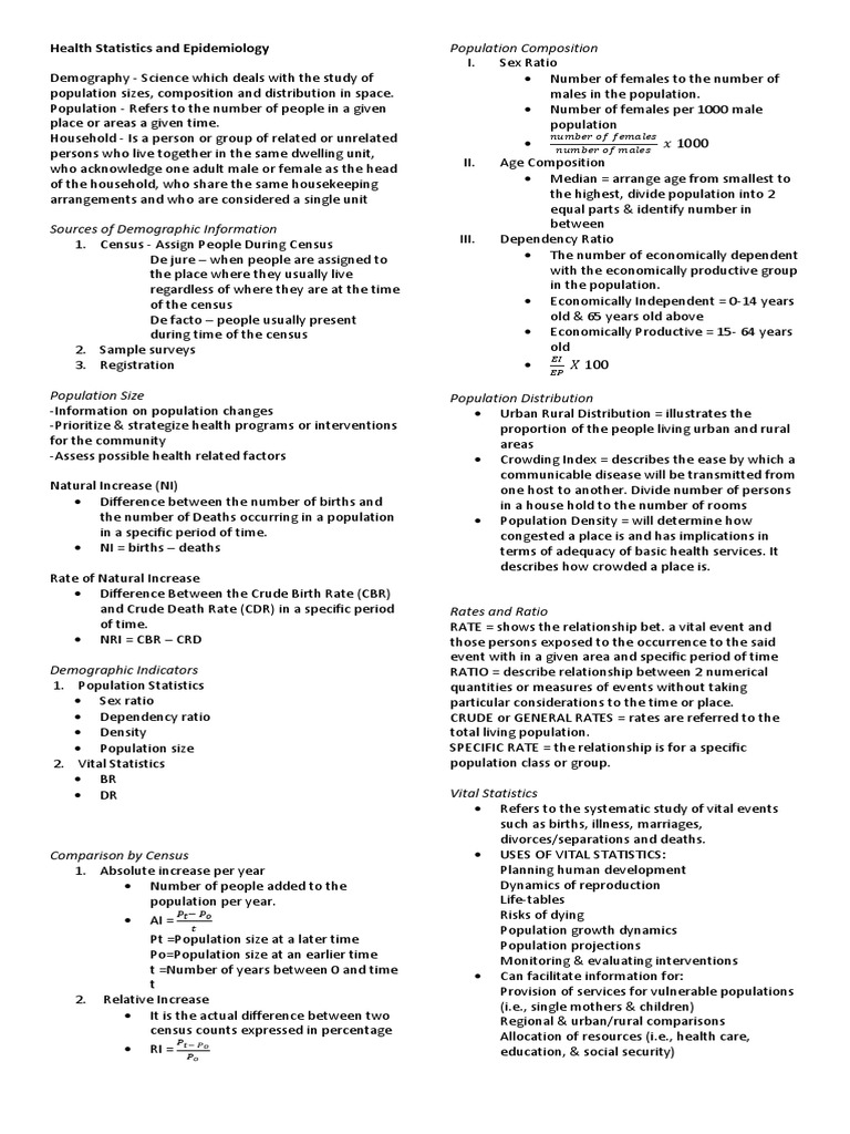 Health Statistics and Epidemiology PDF Infection Epidemiology