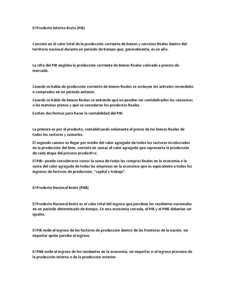 El Producto Interno Bruto, Economia General PDF