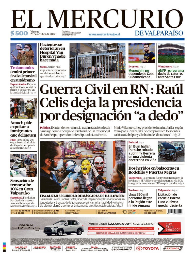 El Mercurio De Valparaiso 28102022 PDF Hospital Chile