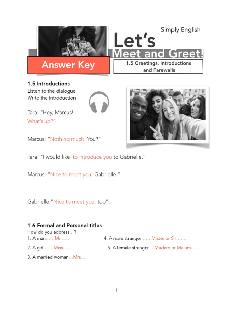 011 2-Let-S-Meet-And-Greet-Answer-Key | PDF | Madam