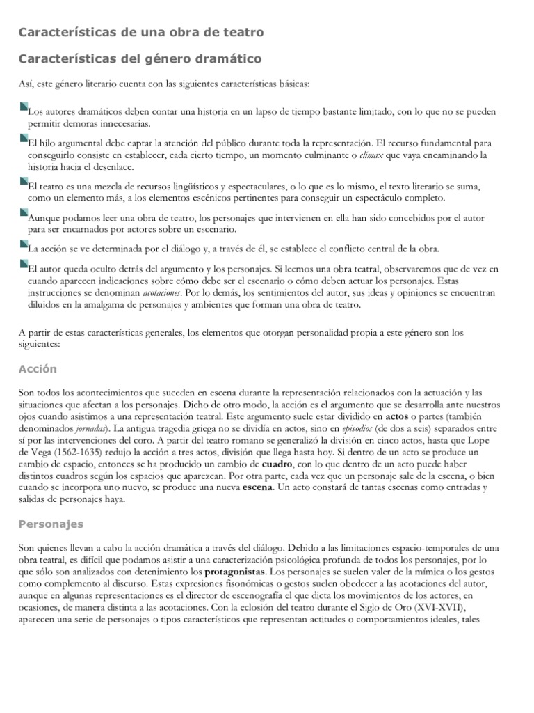 Características de una obra de teatro