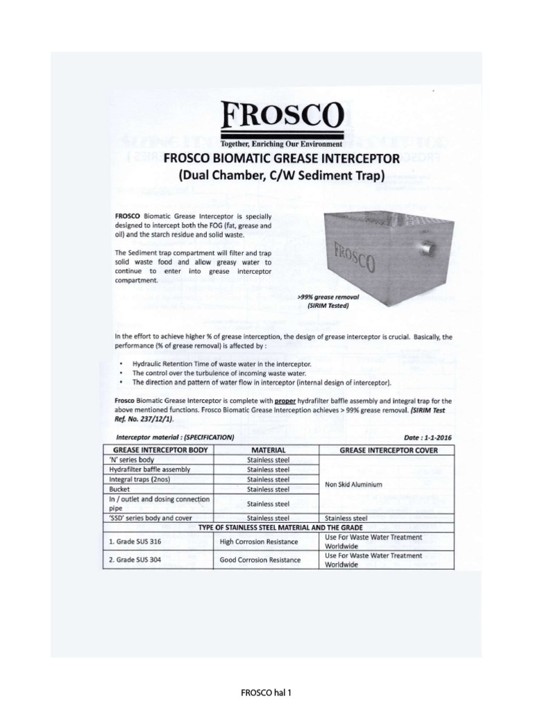 EKatalog Frosco Grease Trap PDF