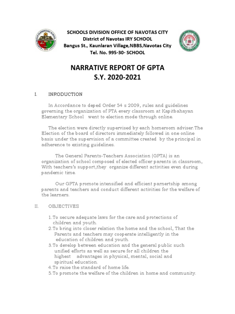 Narrative Report of Gpta-2020-2021 | PDF