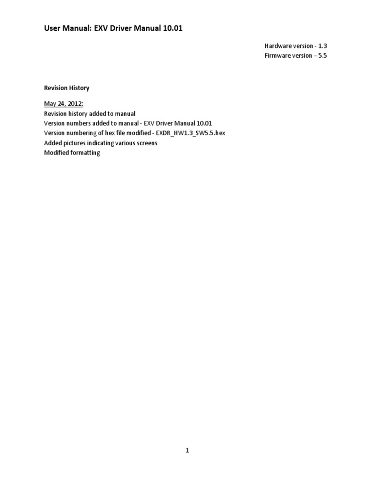 EXV Driver Manual | PDF | Vacuum Tube | Power Supply