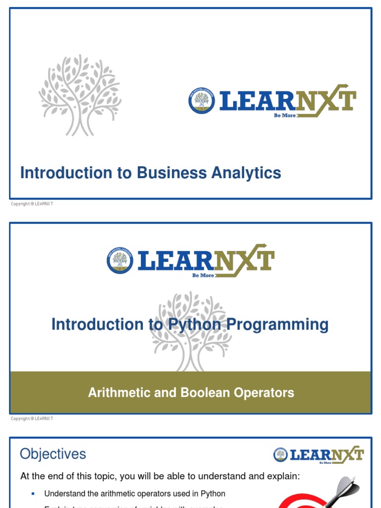 Python-Arithmetic & Boolean Operators | PDF | Boolean Data Type | Data Type