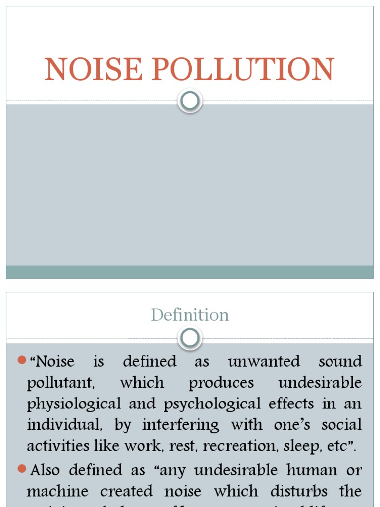 Understanding the Impacts and Sources of Noise Pollution PDF Sound