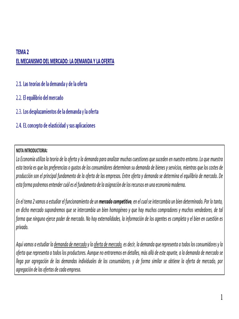 Teoría de la Demanda y Oferta Económica | PDF | Oferta y demanda ...