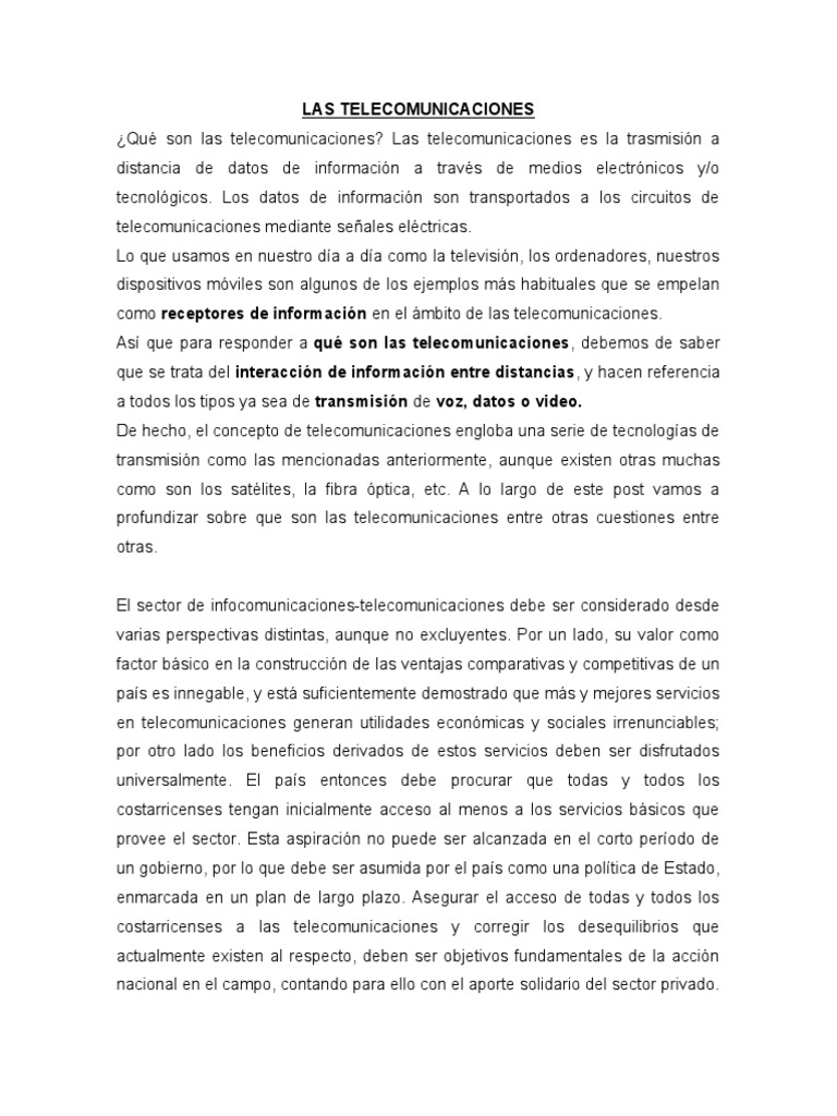 Las Telecomunicaciones | PDF | Tecnología