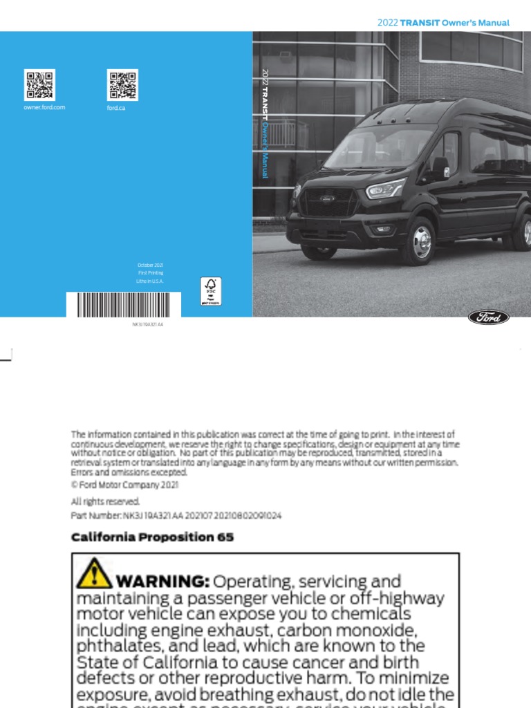 2022 Ford Transit Owners Manual Version 1 Om EN US 10 2021
