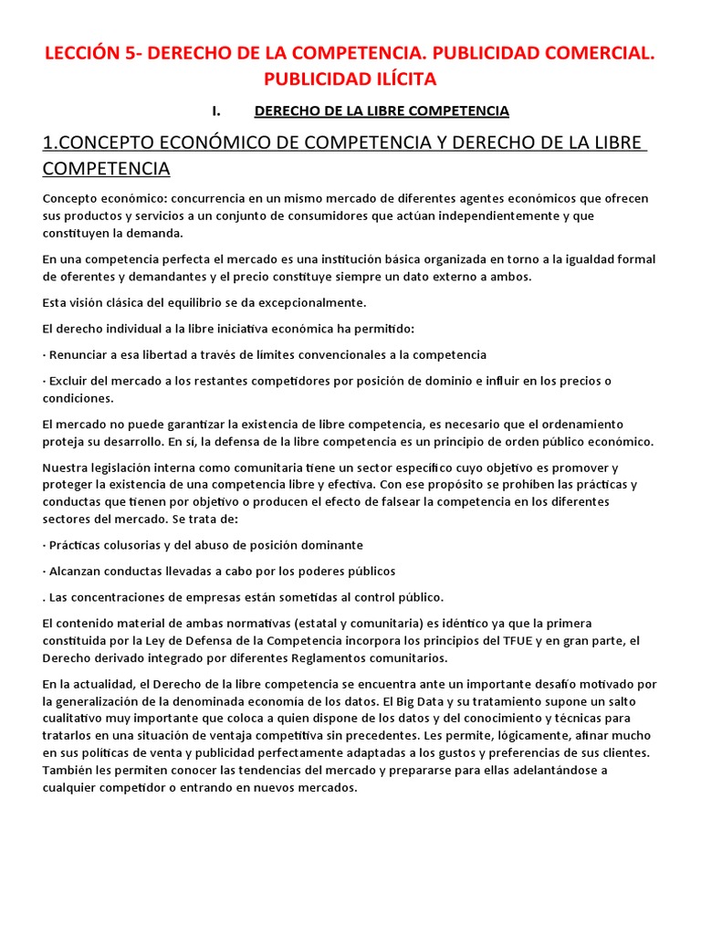 Derecho de Competencia y Publicidad Ilícita | PDF | Mercado (economía ...