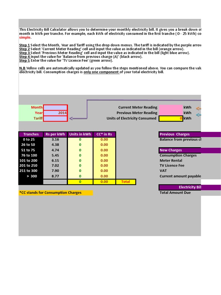 Electricity Bill Calculator Guide | PDF | Power (Physics) | Electrical ...