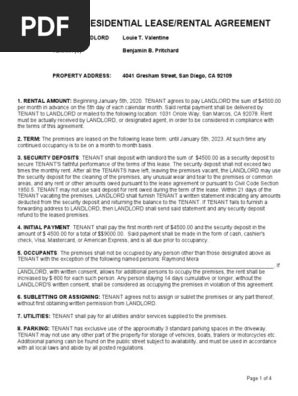 Residential Lease Agreement 4041 Gresham St
