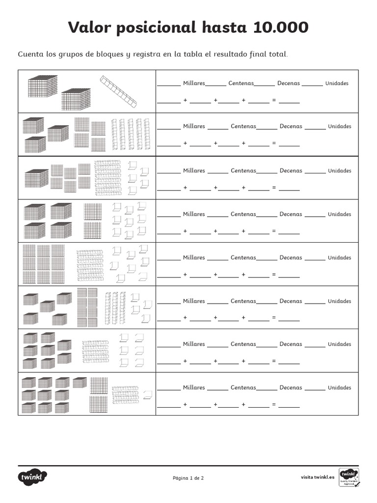 Es N 111 Ficha de Actividad Valor de Posicion Hasta 10.000 - Ver - 1 | PDF, image size:768x1024