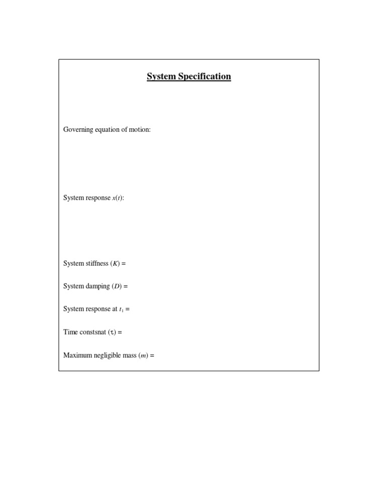 System Specification Overview | PDF
