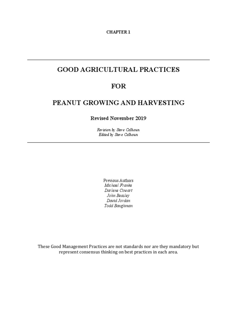 Chapter 1 Peanut Growing and Harvesting PDF Pesticide Peanuts
