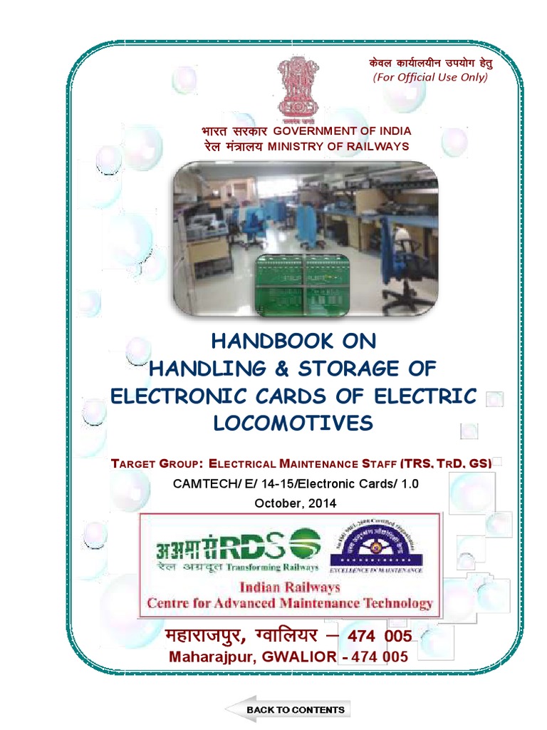 Handbook On Handling & Storage of Electronic Cards of Electric