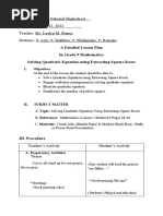 Solving Quadratic Equation by Using Extarcting Square Roots DLP