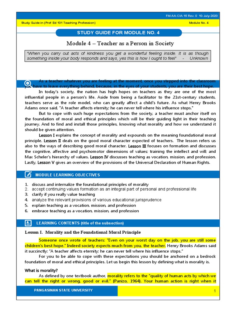 Teacher's Role and Morality in Society | PDF | Virtue | Natural Law