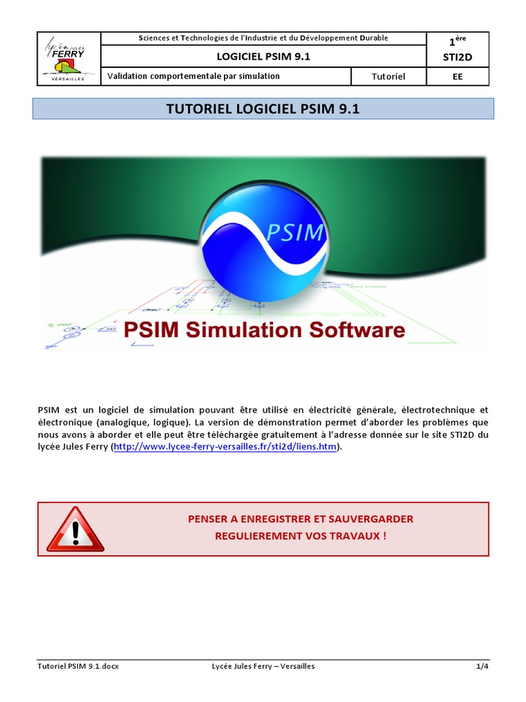 Tutoriel PSIM 9.1 : Simulation Électrique | PDF | Électricité ...