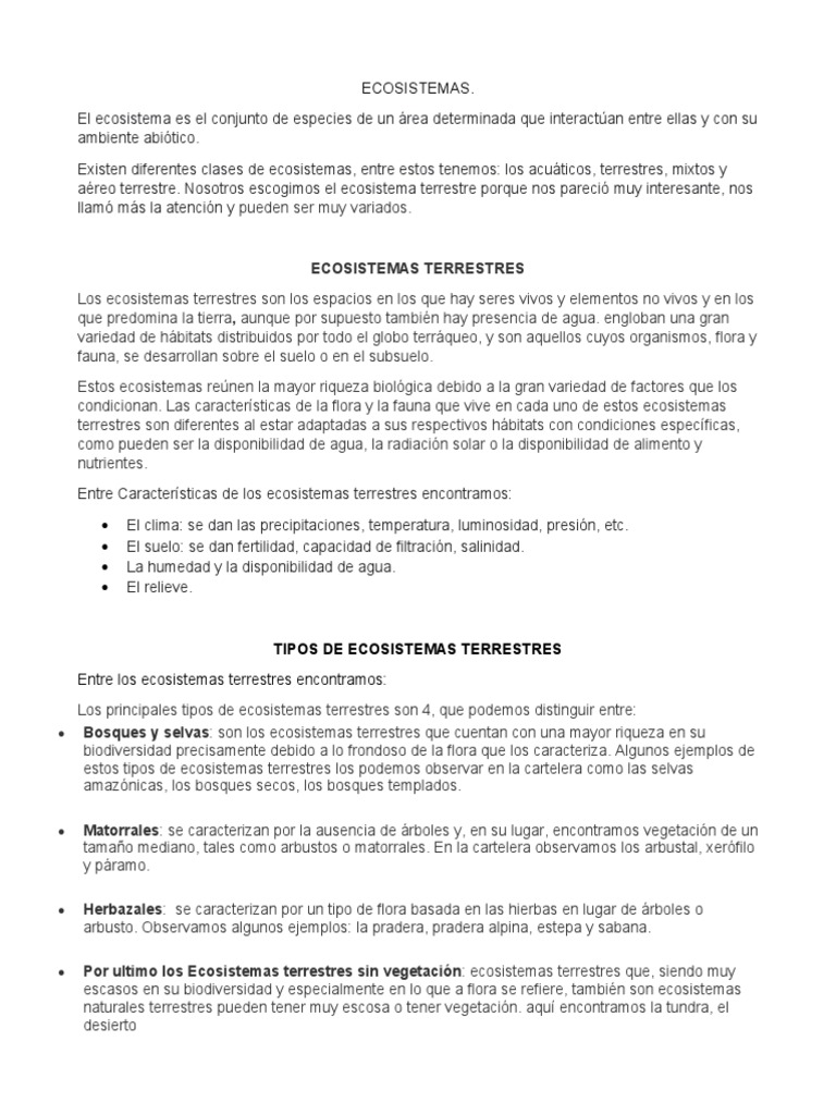 Ecosistemas Terrestres: Tipos y Características | PDF | Ecosistema | Suelo