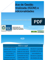 Apresentação - Índice de Gestão Descentralizada (IGDM) e Condicionalidades