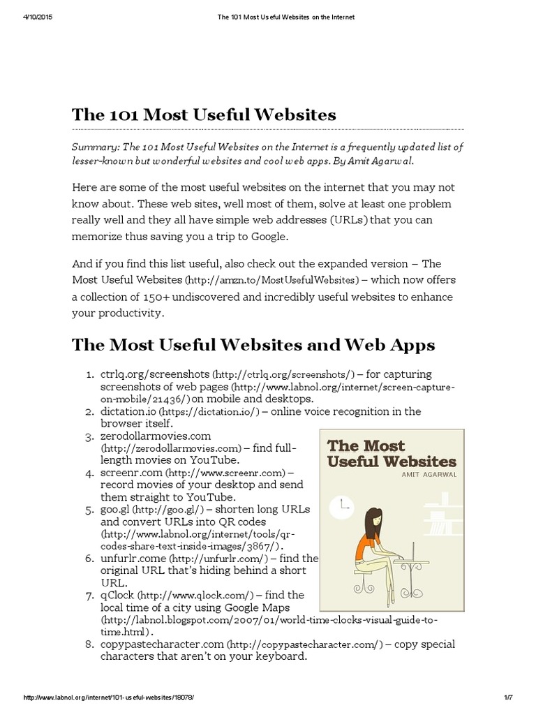 101 Essential Websites for Productivity | PDF | Websites | World Wide Web