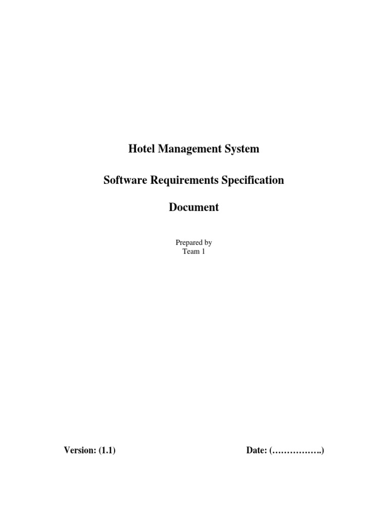 Hotel Management System SRS Sample | PDF | Point Of Sale | Databases