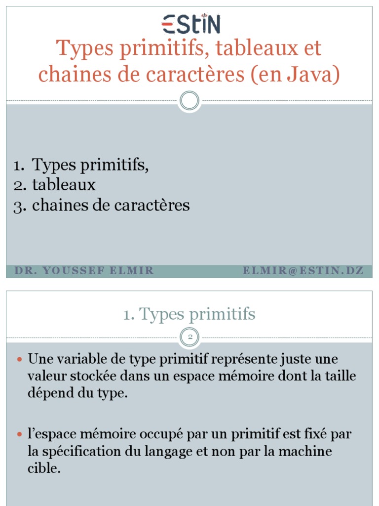 Types Primitifs (En Java) | PDF | Java (Langage de programmation ...