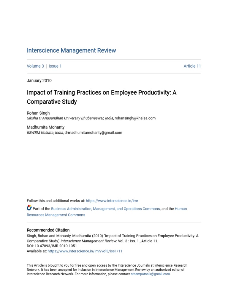 Training Impact on Employee Productivity | PDF | Employment | Data