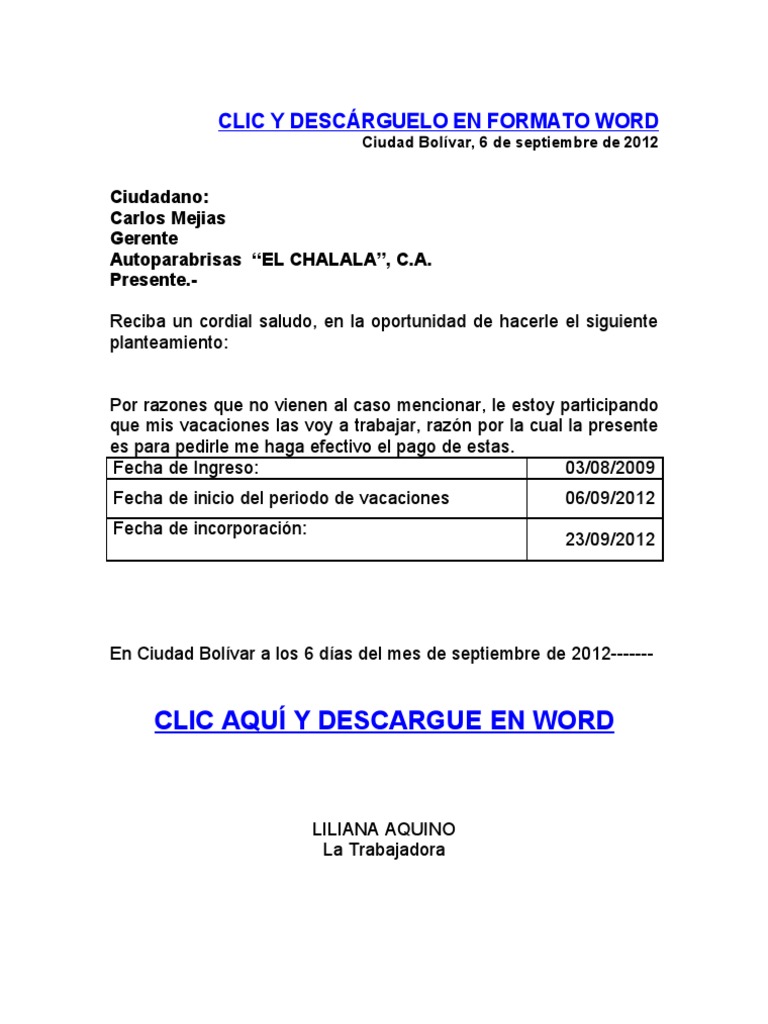 Modelo de carta solicitud