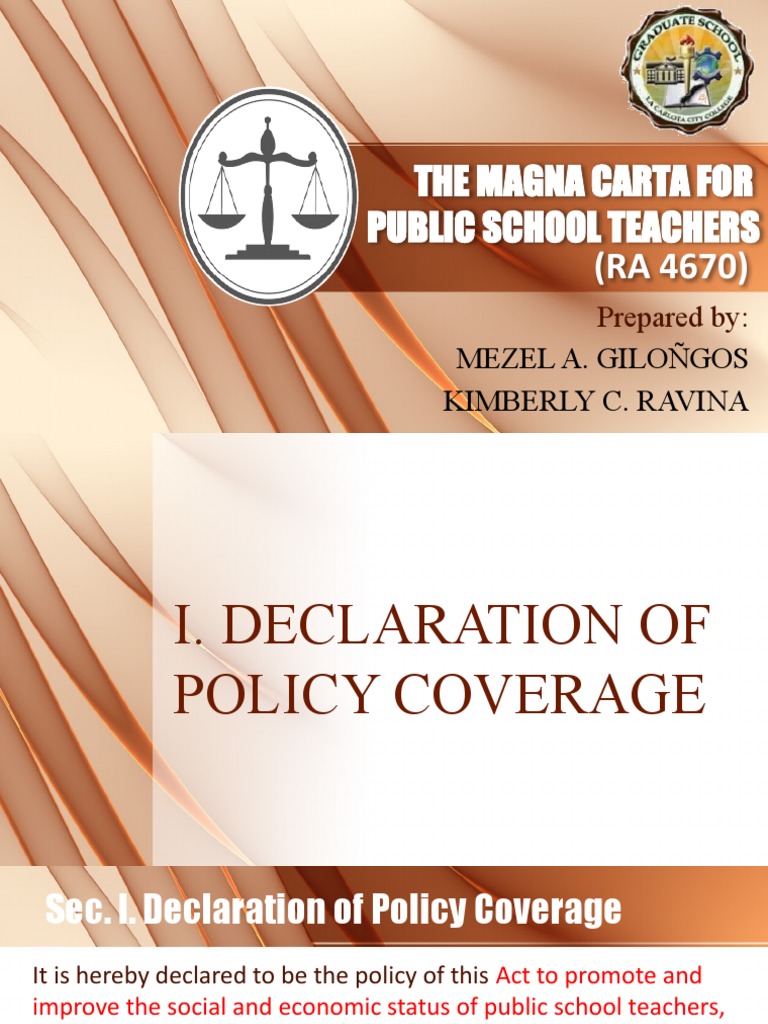 Magna Carta For Public School Teacher R.a 4670