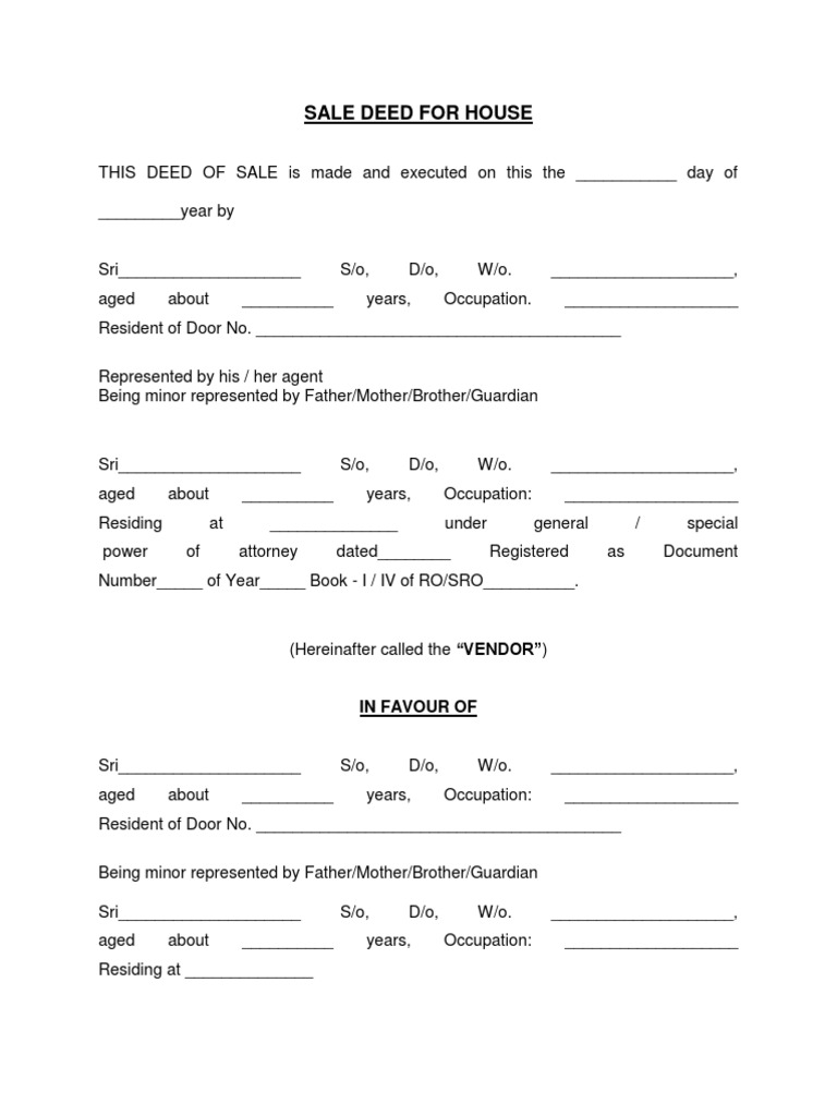 Sale Deed For House 2 PDF Deed Covenant (Law)