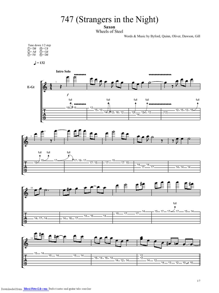 Saxon-747 (Strangers in The Night) | PDF | Songs | Musical Forms