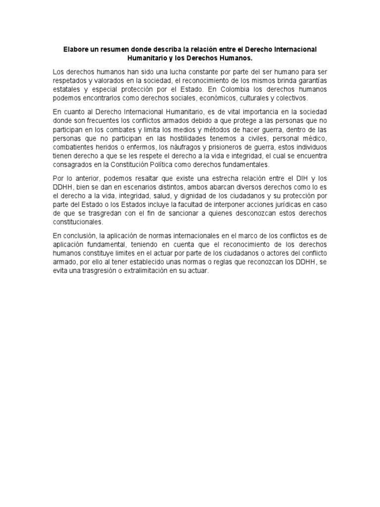 Derecho Internacional Humanitario y Los Derechos Humanos | PDF ...