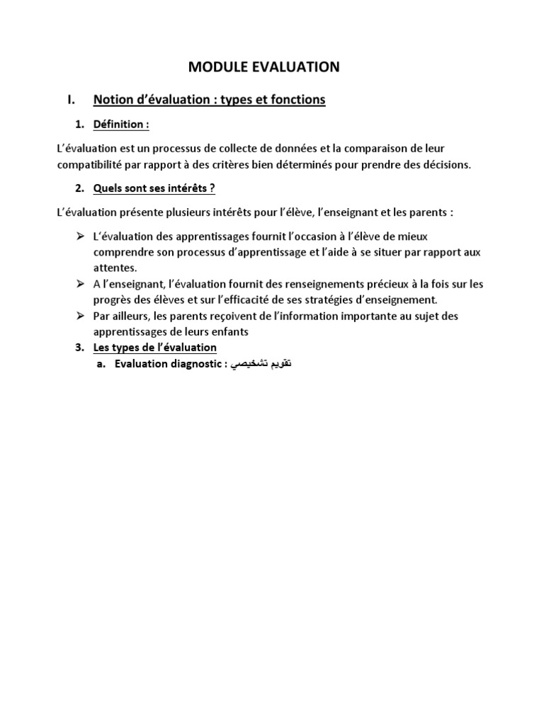 Types et Outils d'Évaluation Pédagogique | PDF | Pédagogie | Apprentissage