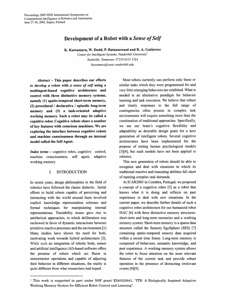 Robot With A Sense of Self | PDF | Memory | Executive Functions