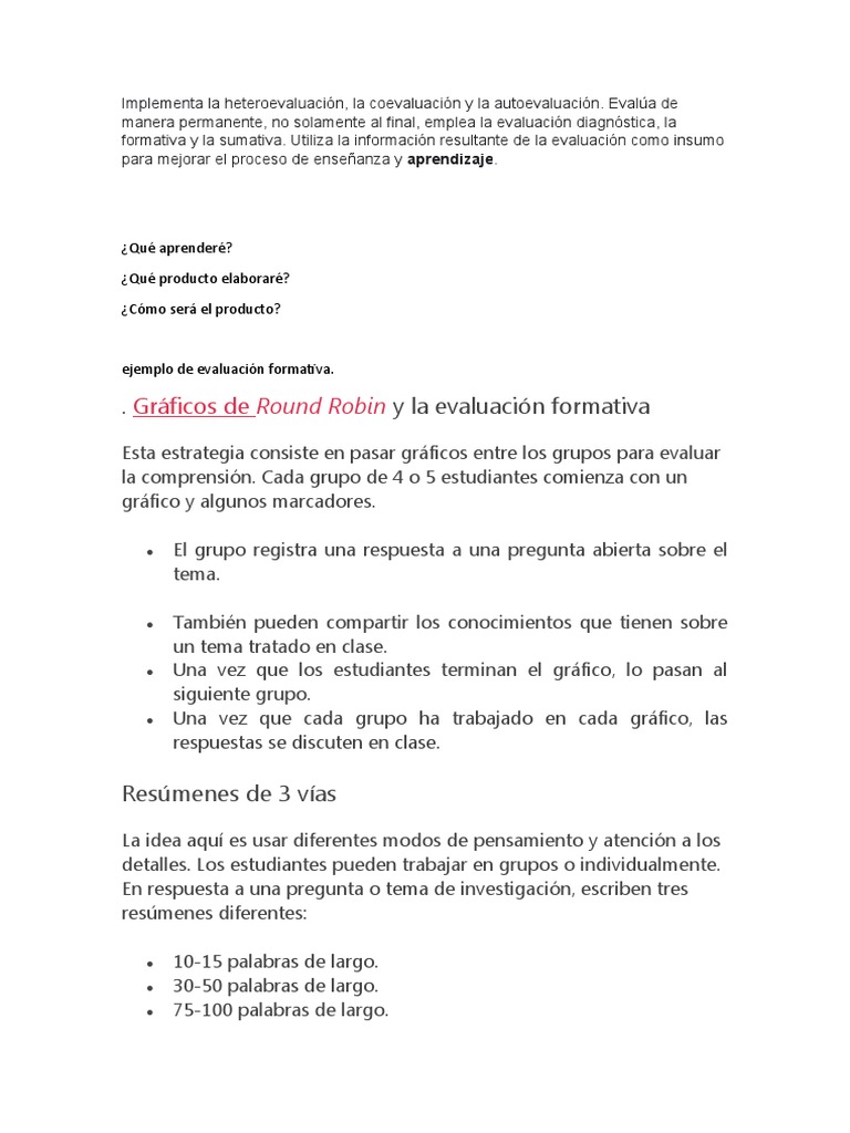Ejemplos de Evaluación Formativa | PDF | Crecimiento personal y profesional