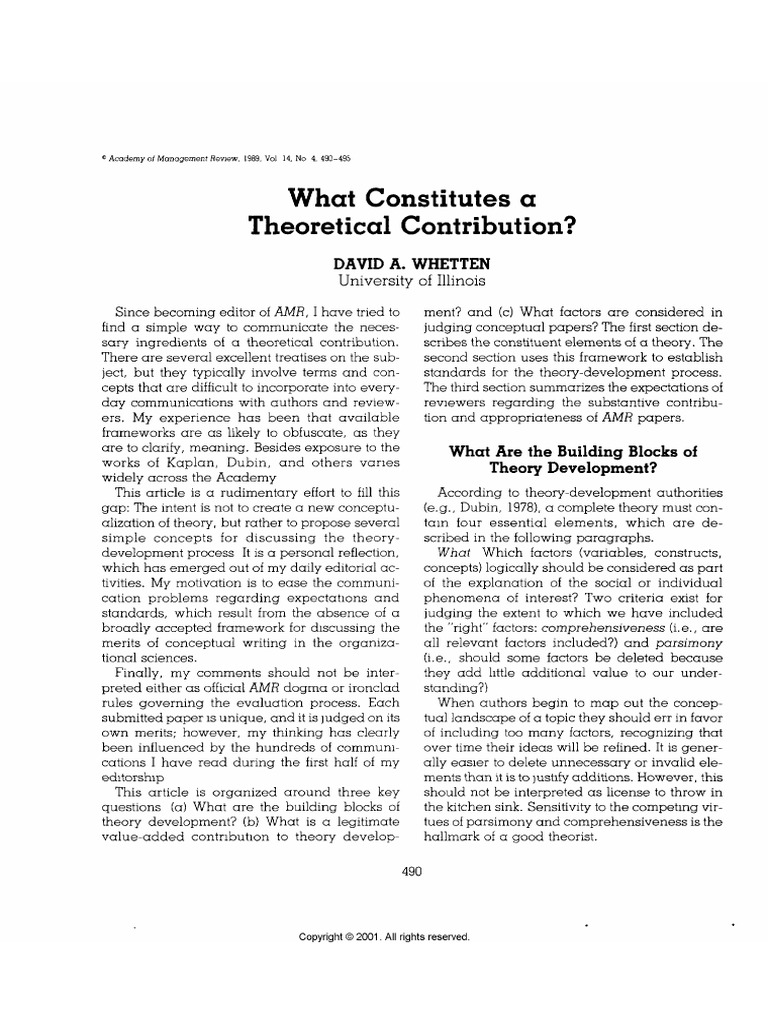R-2 - What Constitutes A Theoretical Contribution | PDF
