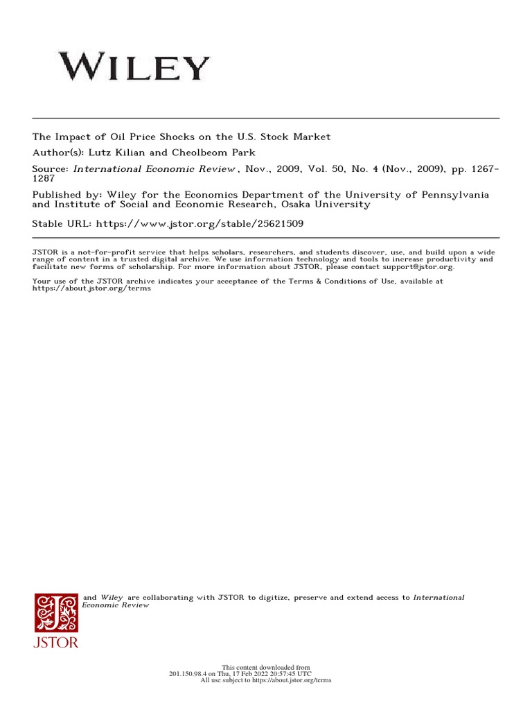 The Impact of Oil Price Shocks On The U.S. Stock Market | PDF | Price ...