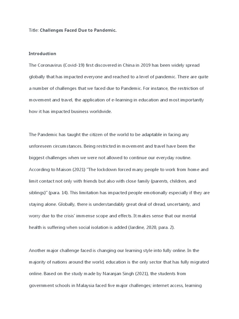 Challenges Faced During Pandemic | PDF | Educational Technology