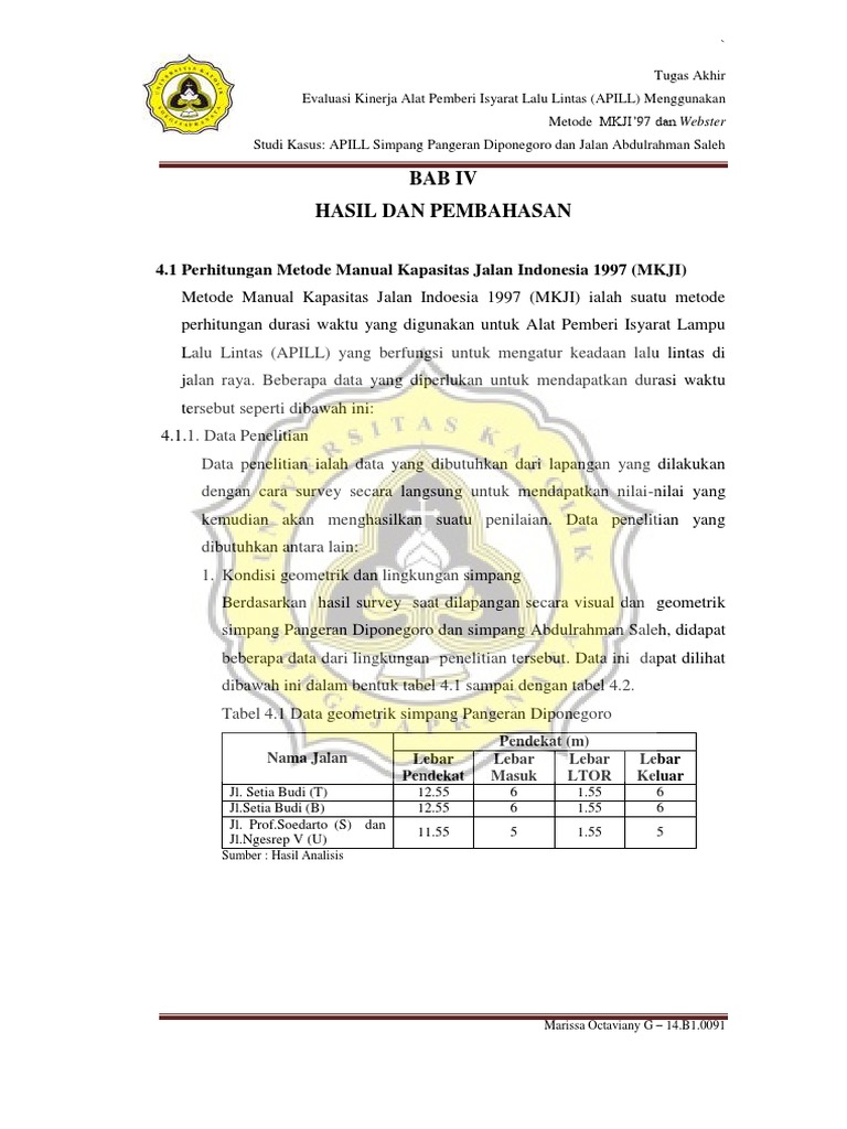 Evaluasi Kinerja APILL MKJI'97 dan Webster | PDF