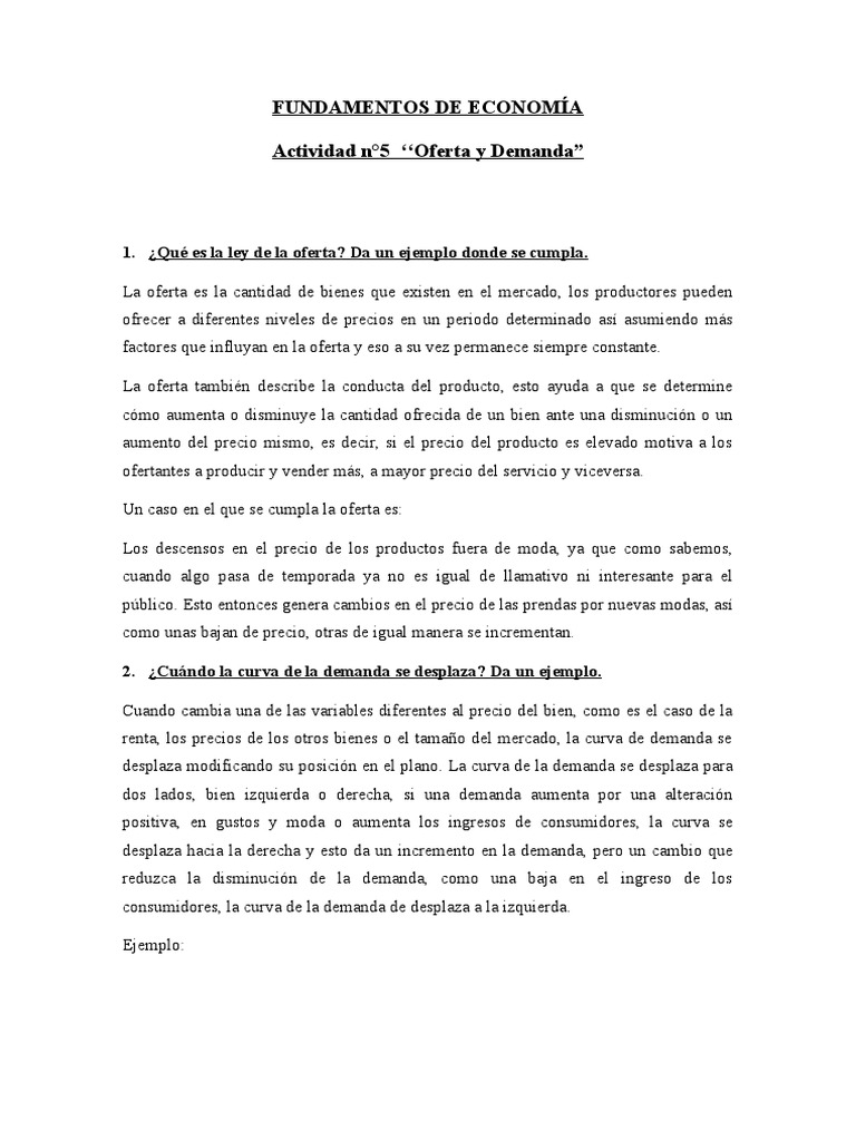 Conceptos Clave de Oferta y Demanda | PDF | Oferta y demanda | Oferta ...