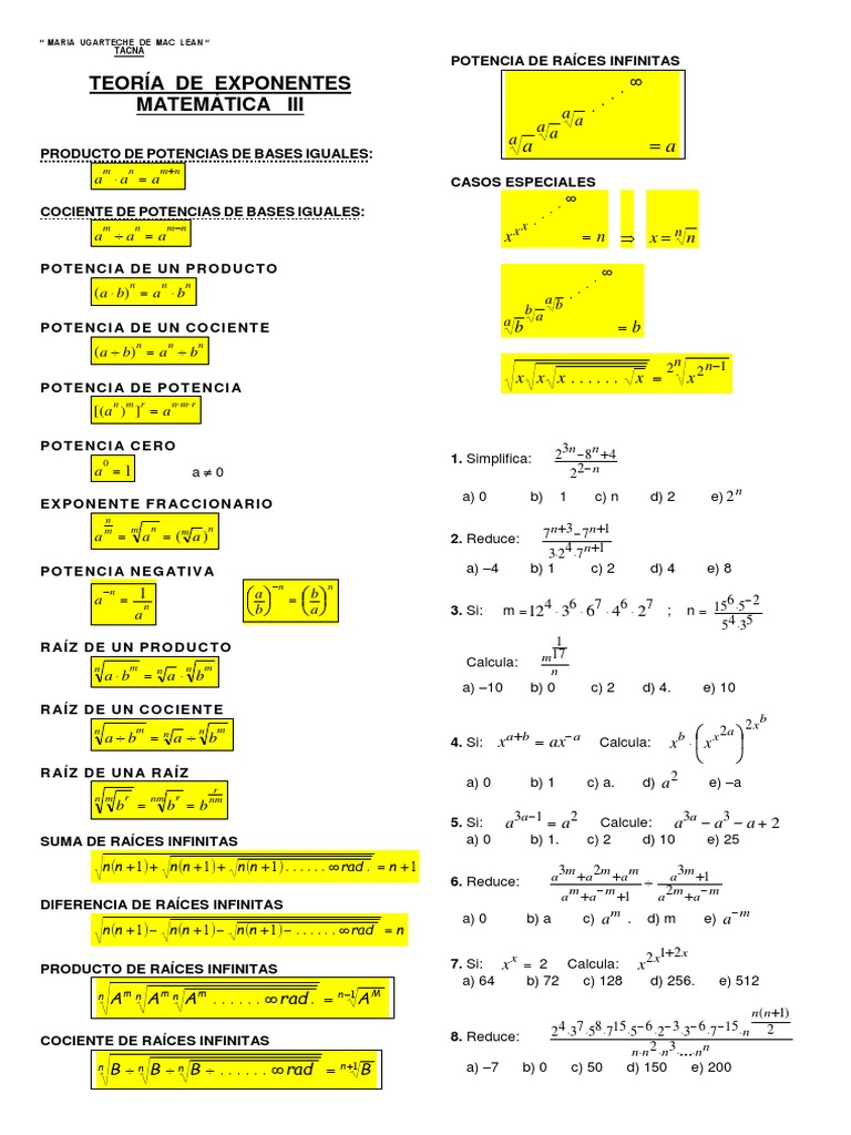 Teoría de Exponentes II PDF