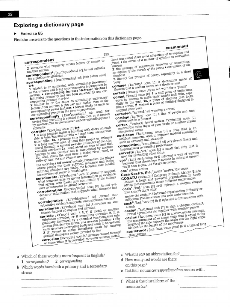 Dictionary Page Exploration Worksheet | PDF | English Language ...