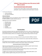 Criteria air pollutants: Sources, health effects and control of particulate matter